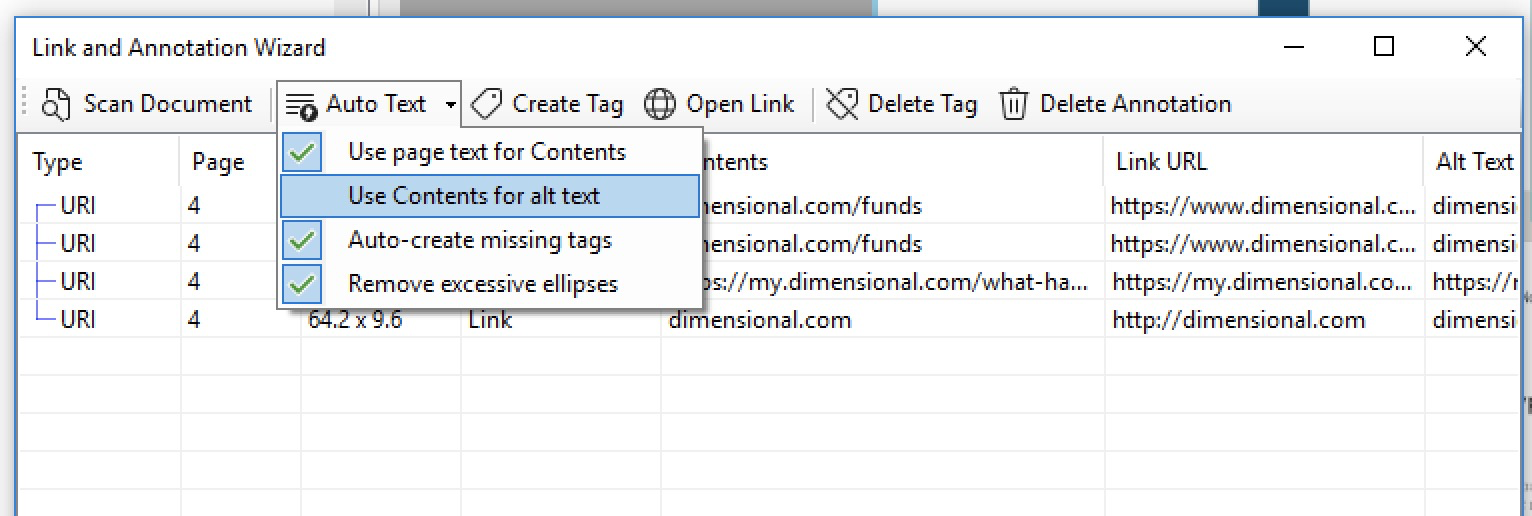 Skærmbillede til sletning af annoteringer