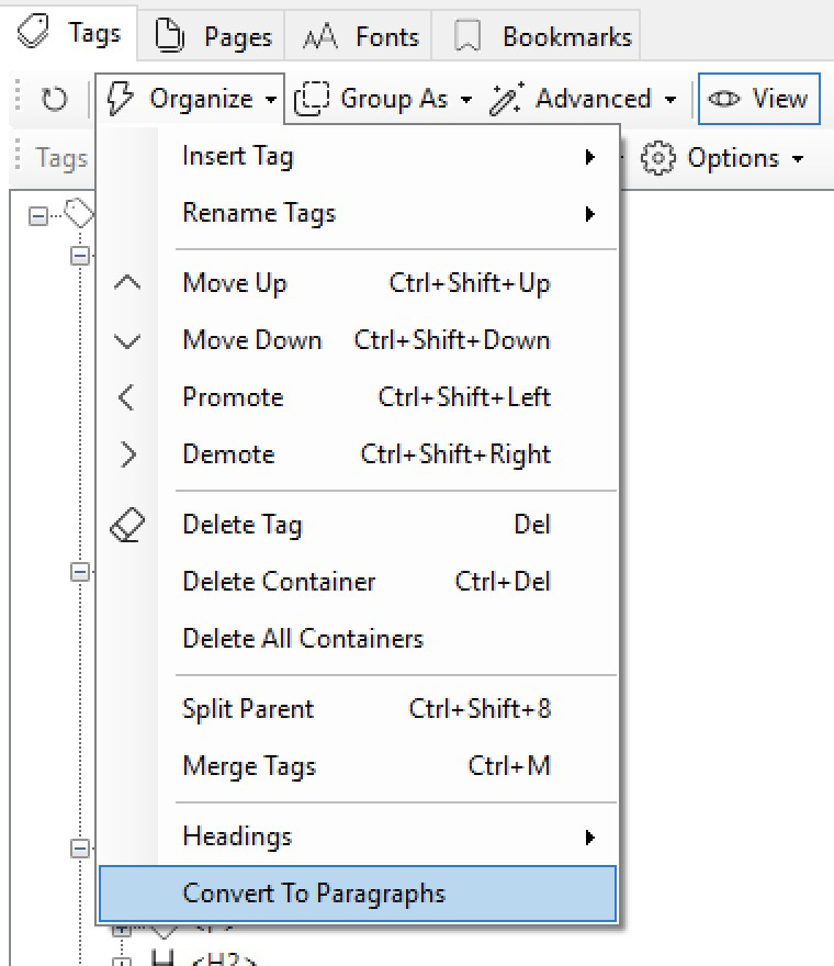 Skærmbillede for markeret flag
