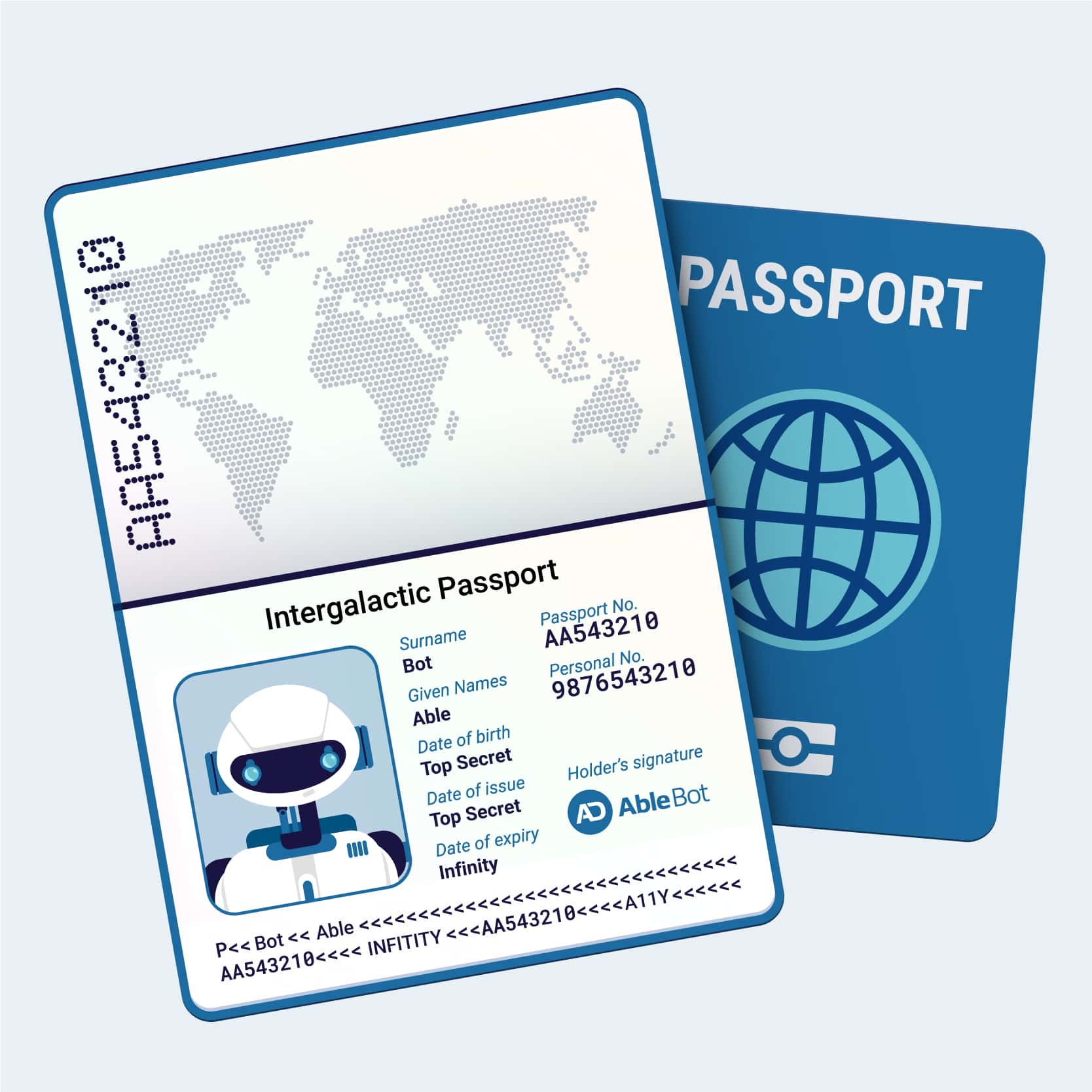 An illustration of AbleBot's passport.