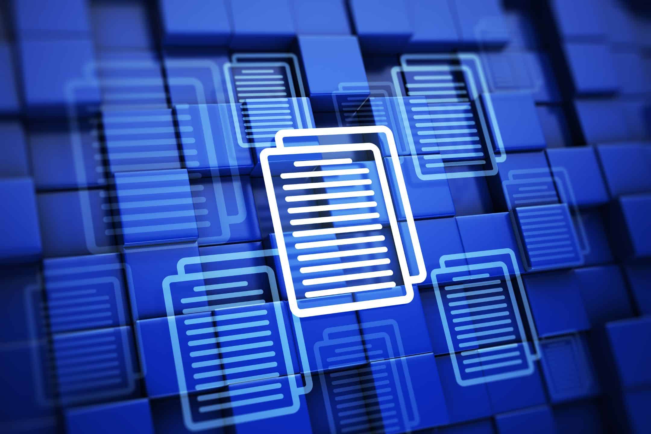 digitale Dokumentengrafik auf blauem, schwarzem Grund